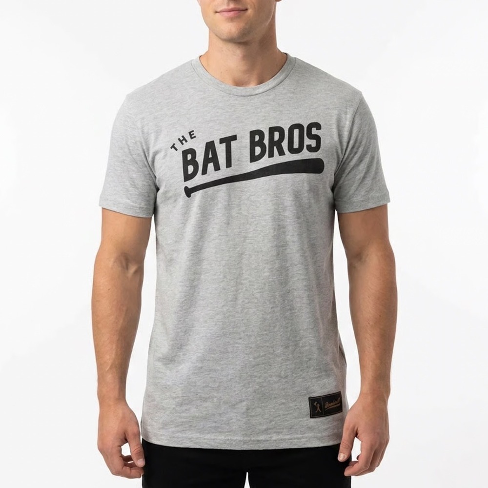 Baseballism Mens The Bat Bros Graphic T-Shirt Heather Gray Size M